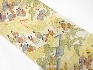 平安人物・風景模様織り出し　袋帯